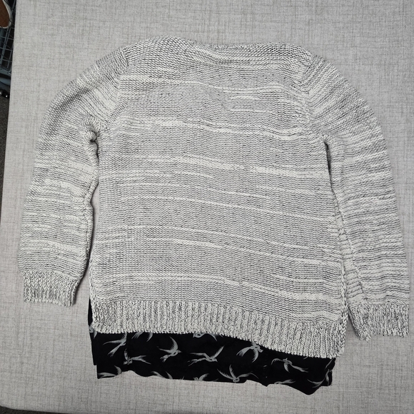 Anthropologie Field Flower Mixed Media Bird Print Knit Cardigan M - Picture 9 of 11